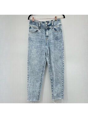 So Vintage Y2K Style Stretch Mom High Rise Acid Wash Jeans Size 7 Juniors